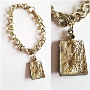 Vintage Old Man in the Mountain charm bracelet gold tone New Hampshire